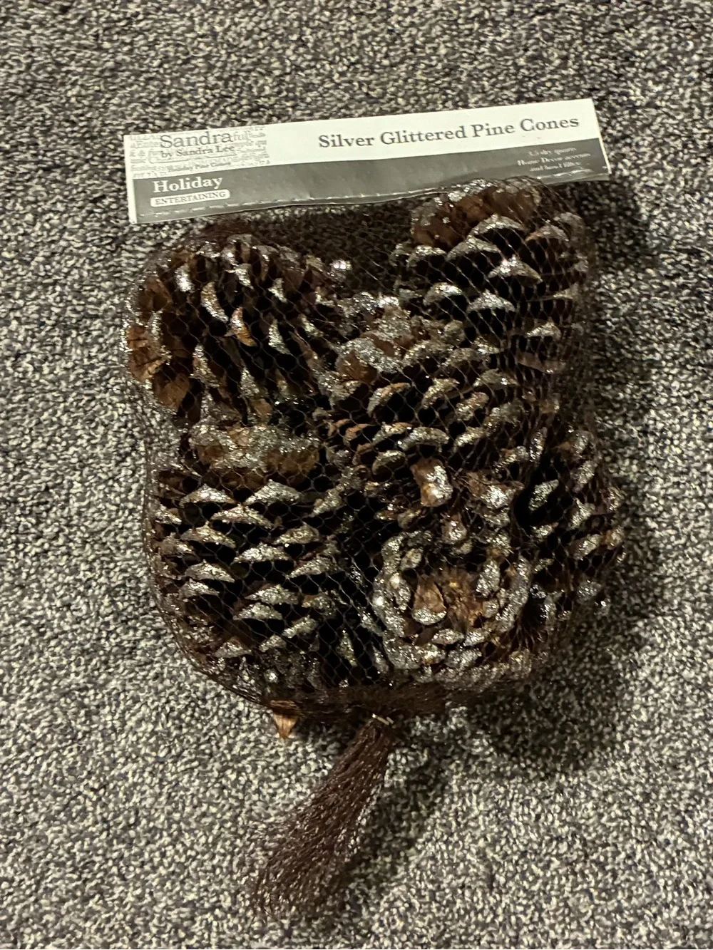 Silver Glittered Pine Cones - Holiday Decor